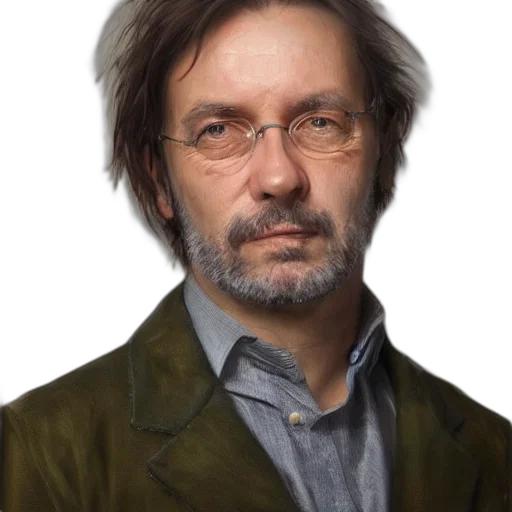 jacket, face, hair, animal, photorealistic, oil painting, concept art, fantasy art transparent PNG cut-out
