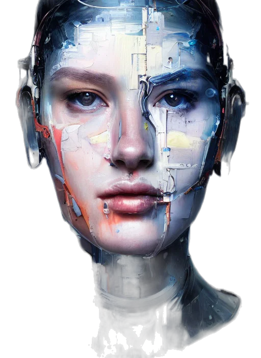 robot, face, mask, cyberpunk transparent PNG cut-out