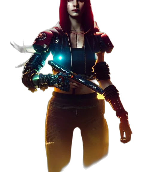 staff, weapon, jacket, sword, concept art, cyberpunk, comic book art, fantasy art transparent PNG cut-out