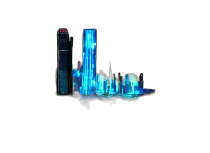 building, robot, staff, cyberpunk transparent PNG cut-out