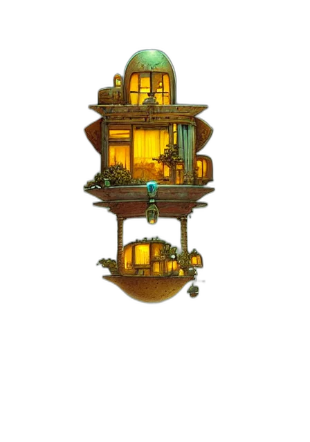 furniture, building, jewelry, crown, concept art, 3d render, fantasy art, pixel art transparent PNG cut-out