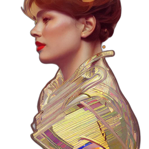 jacket, face, dress, crown, concept art, photorealistic, cyberpunk, fantasy art transparent PNG cut-out