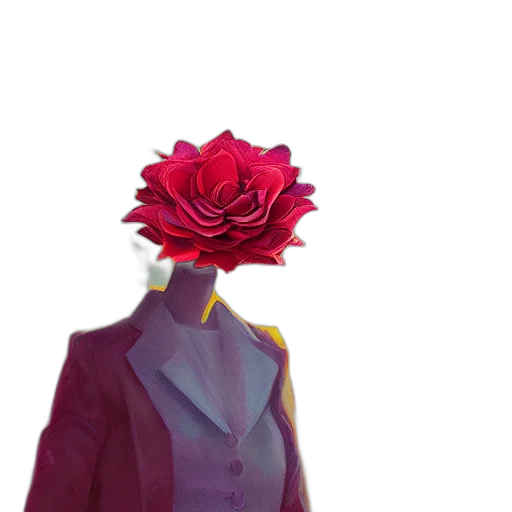 flower, crown, jacket, hat, concept art, 3d render, pixel art, vaporwave transparent PNG cut-out