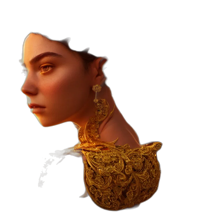 crown, jewelry, face, mask, fantasy art, concept art, 3d render, photorealistic transparent PNG cut-out