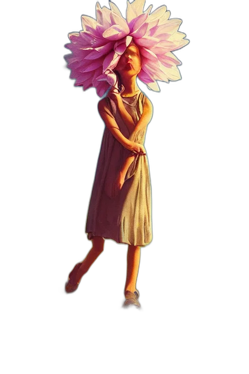 dress, flower, creature, staff, concept art, watercolor, fantasy art, pixel art transparent PNG cut-out