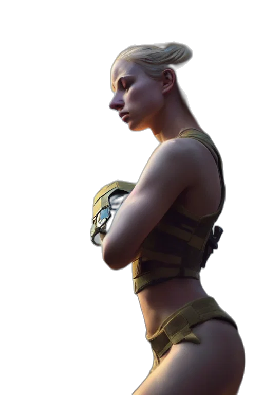 weapon, jacket, staff, dress, concept art, 3d render, cyberpunk, fantasy art transparent PNG cut-out