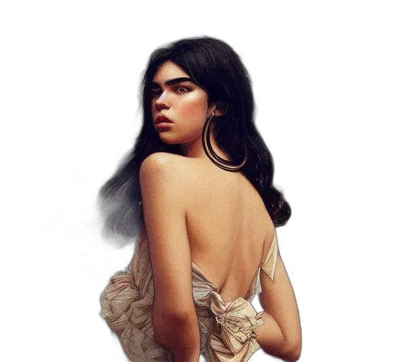 dress, face, jewelry, hair transparent PNG cut-out