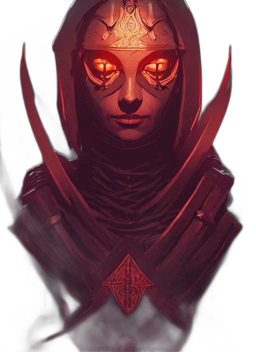mask, face, staff, crown, concept art, fantasy art, comic book art, pixel art transparent PNG cut-out
