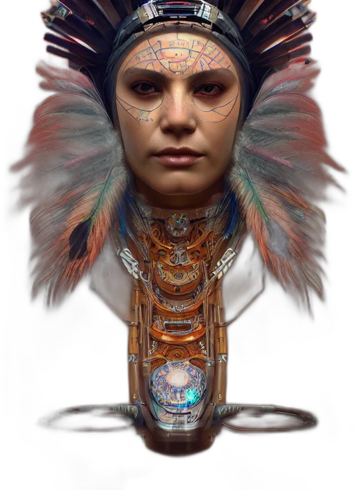 face, mask, staff, jewelry, concept art, fantasy art, photorealistic, cyberpunk transparent PNG cut-out