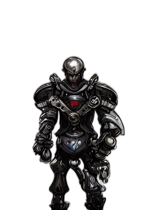 robot, sword, weapon, concept art, fantasy art, comic book art, pixel art, dark transparent PNG cut-out