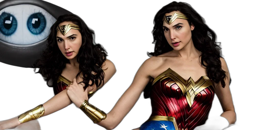 comic book art, concept art, photograph, gal, gadot, dressed, wonder, woman transparent PNG cut-out