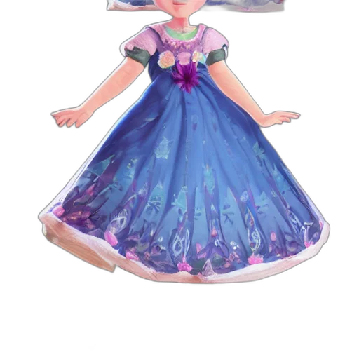 dress, crown, concept art, 3d render, cartoon, fantasy art, pastel, anna transparent PNG cut-out