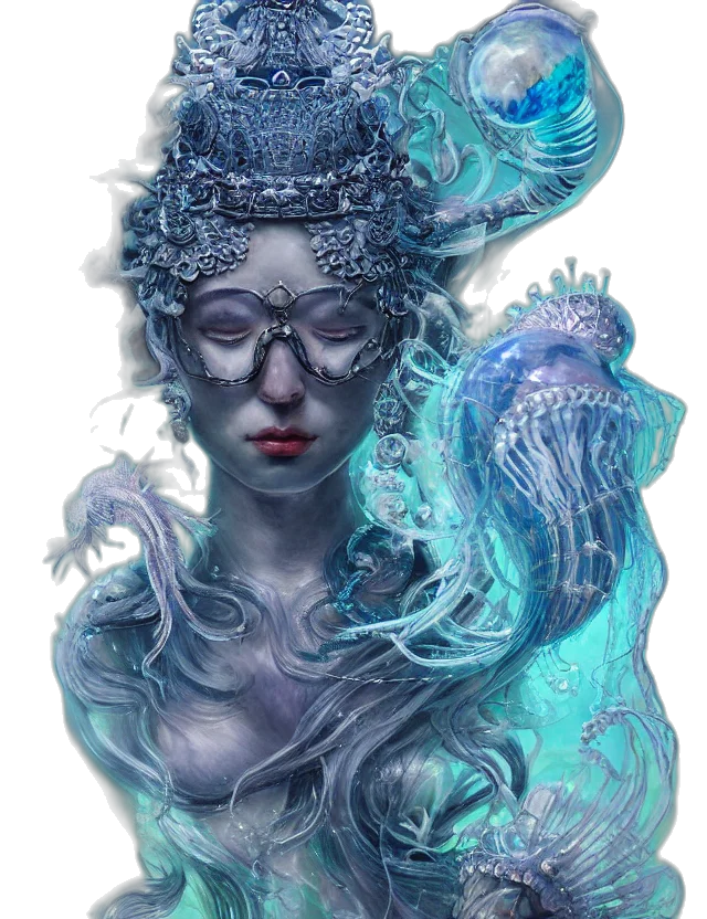 mask, creature, face, crown, fantasy art, concept art, cyberpunk, photorealistic transparent PNG cut-out