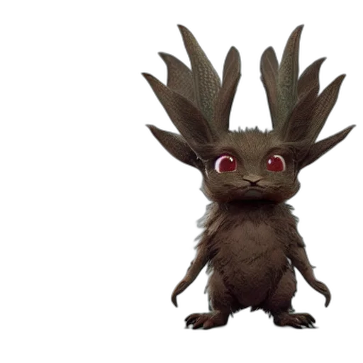 creature, animal, dragon, hair, concept art, 3d render, fantasy art, poket transparent PNG cut-out