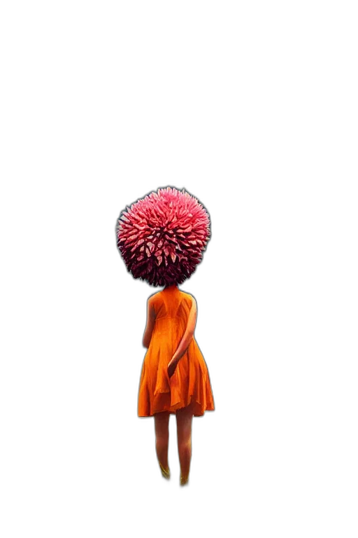 dress, hair, creature, flower transparent PNG cut-out