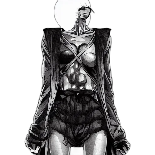 jacket, dress, mask, robot, comic book art, cyberpunk, concept art, fantasy art transparent PNG cut-out