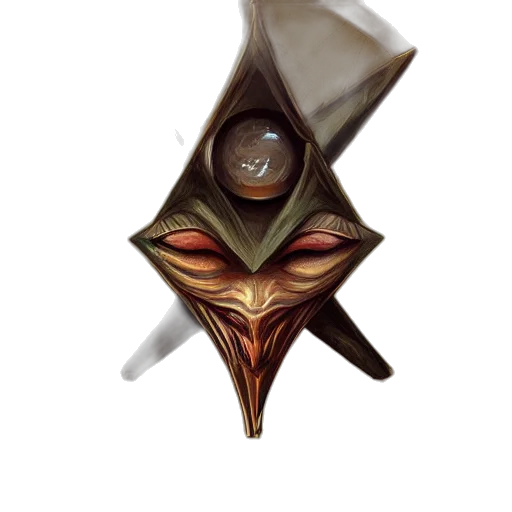 mask, staff, face, crown, concept art, fantasy art, pixel art, watercolor transparent PNG cut-out