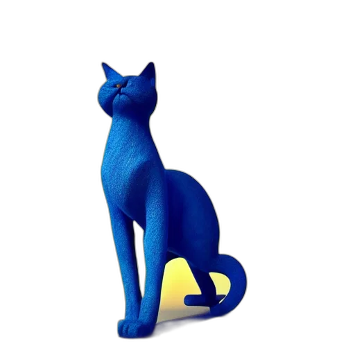 animal, staff, 3d render, concept art, photorealistic, blue, sculpture, cat transparent PNG cut-out