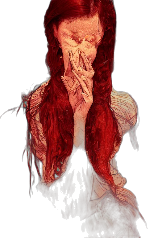 hair, dress, mask, creature transparent PNG cut-out