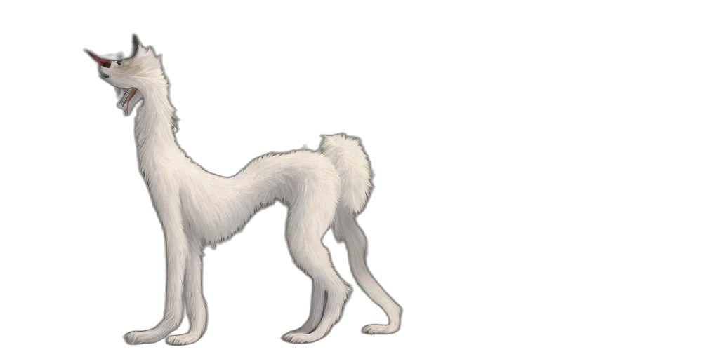 animal, creature, staff, hair, concept art, 3d render, fantasy art, watercolor transparent PNG cut-out