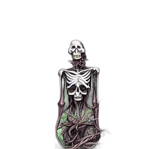 jewelry, bottle, dress, staff, concept art, fantasy art, 3d render, skeletal transparent PNG cut-out