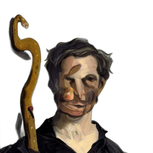 staff, face, mask, weapon, concept art, photorealistic, fantasy art, 3d render transparent PNG cut-out