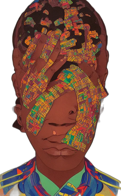 face, crown, mask, dress, pixel art, concept art, 3d render, cartoon transparent PNG cut-out