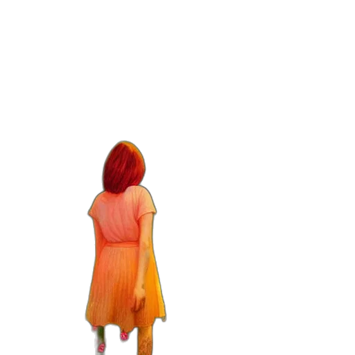 dress, jacket, staff, hair transparent PNG cut-out