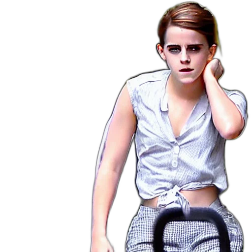 jacket, photorealistic, cartoon, 3d render, concept art, emma, watson, talking transparent PNG cut-out