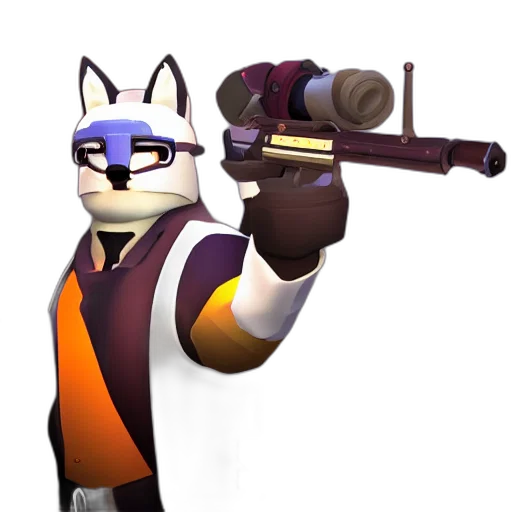 weapon, staff, animal, robot, concept art, 3d render, pixel art, cartoon transparent PNG cut-out