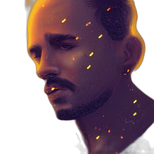 face, staff, crown, concept art, photorealistic, comic book art, pixel art, neon lights transparent PNG cut-out