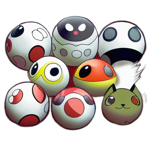 concept art, 3d render, pattern, pokeballs transparent PNG cut-out