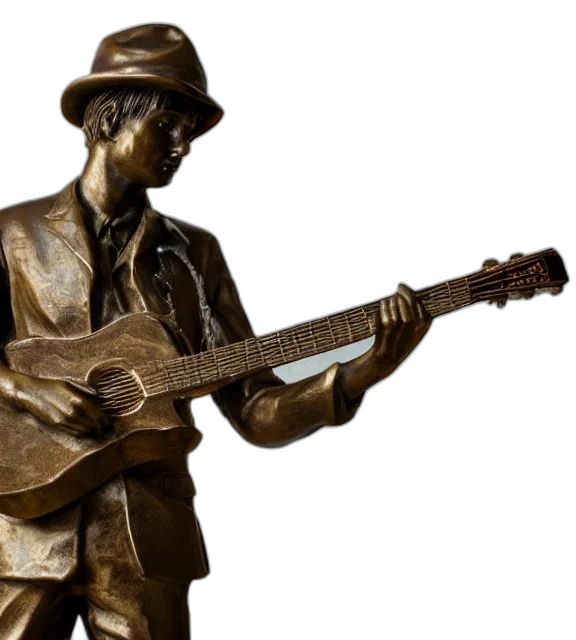 photorealistic, photo, medium, shot, bronze, statue, young, man transparent PNG cut-out