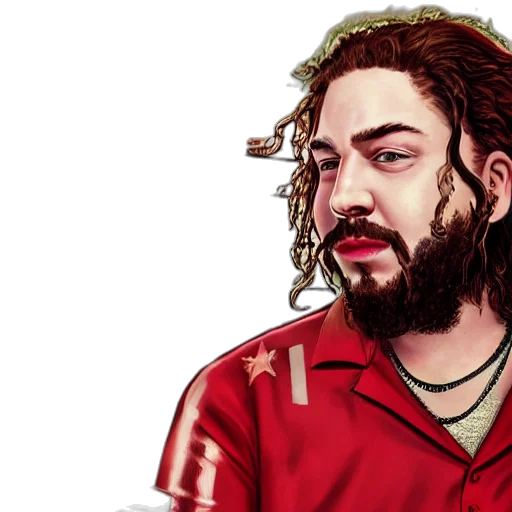 cartoon, pixel art, photorealistic, concept art, closeup, illustration, post, malone transparent PNG cut-out