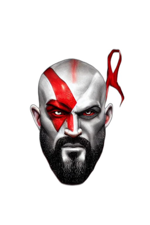 concept art, comic book art, fantasy art, photorealistic, portrait, kratos, highly, detailed transparent PNG cut-out
