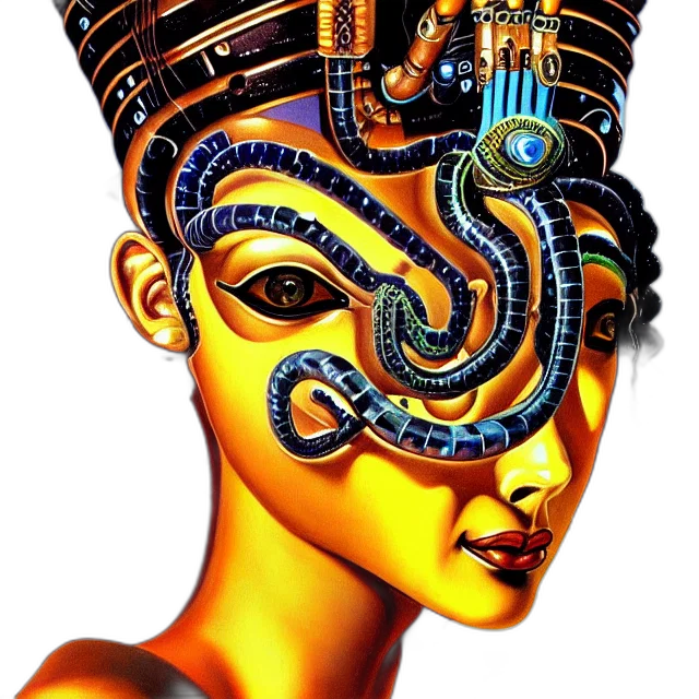 crown, mask, jewelry, robot, concept art, fantasy art, cyberpunk, photorealistic transparent PNG cut-out