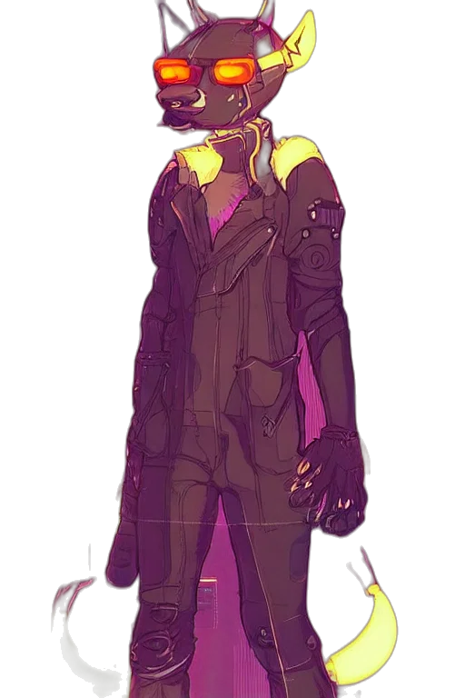 jacket, robot, staff, mask, cyberpunk, concept art, comic book art, pixel art transparent PNG cut-out