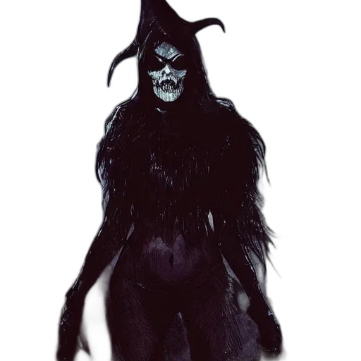 mask, creature, staff, dress, concept art, fantasy art, comic book art, watercolor transparent PNG cut-out