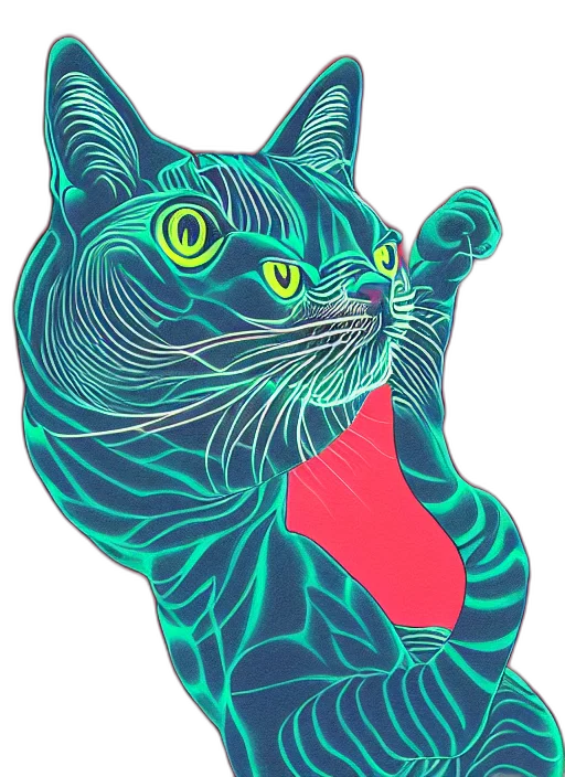 staff, animal, vaporwave, pixel art transparent PNG cut-out