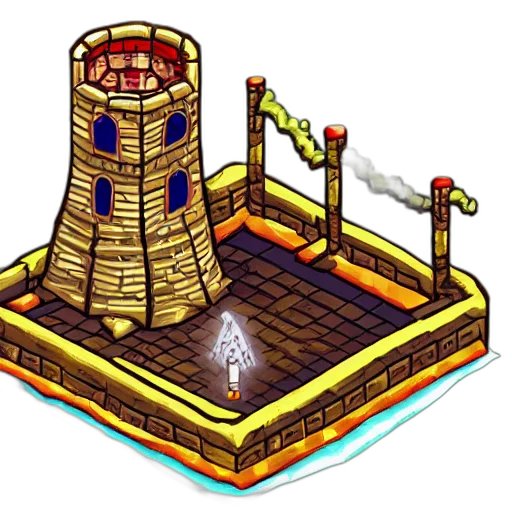 building, crown, weapon, pixel art, concept art, 3d render, fantasy art, fire transparent PNG cut-out