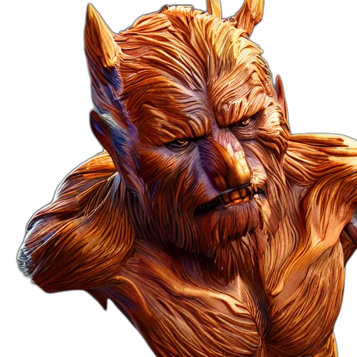 creature, face, staff, animal, fantasy art, concept art, 3d render, photorealistic transparent PNG cut-out