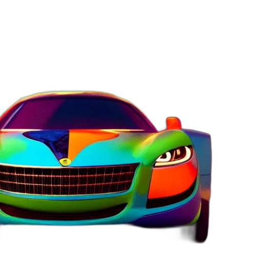 car, 3d render, concept art, photorealistic, fantasy art, neon, colorful, luxurious transparent PNG cut-out