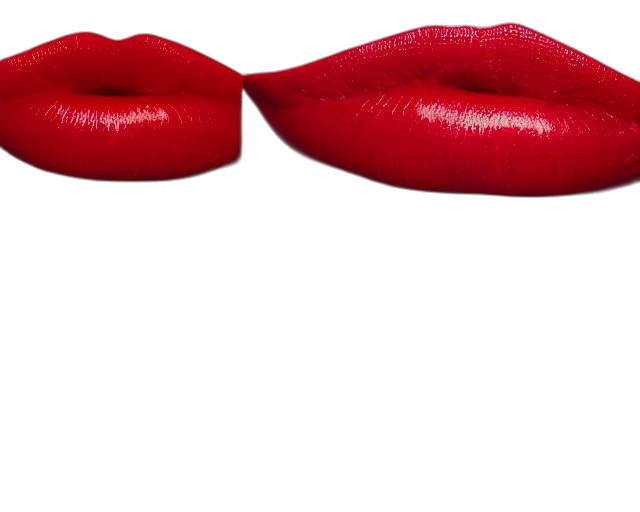 shoes, mask, 3d render, photorealistic, red, big, plump, lips transparent PNG cut-out