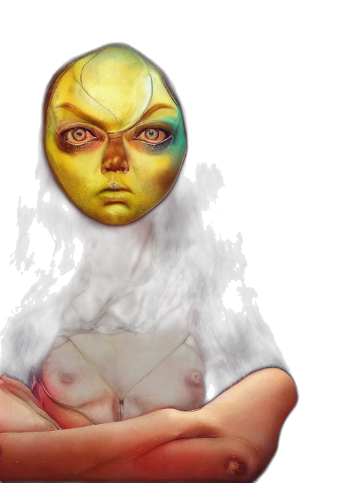 mask, face, creature, concept art, fantasy art, photorealistic, 3d render, outer space transparent PNG cut-out