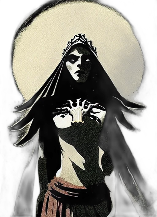 mask, crown, dress, comic book art, concept art, fantasy art, pixel art, dark transparent PNG cut-out