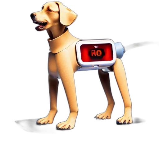 3d render, concept art, pixel art, photorealistic, apple, idog, robot, dog transparent PNG cut-out