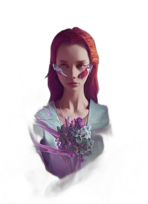 flower, face, dress, robot transparent PNG cut-out