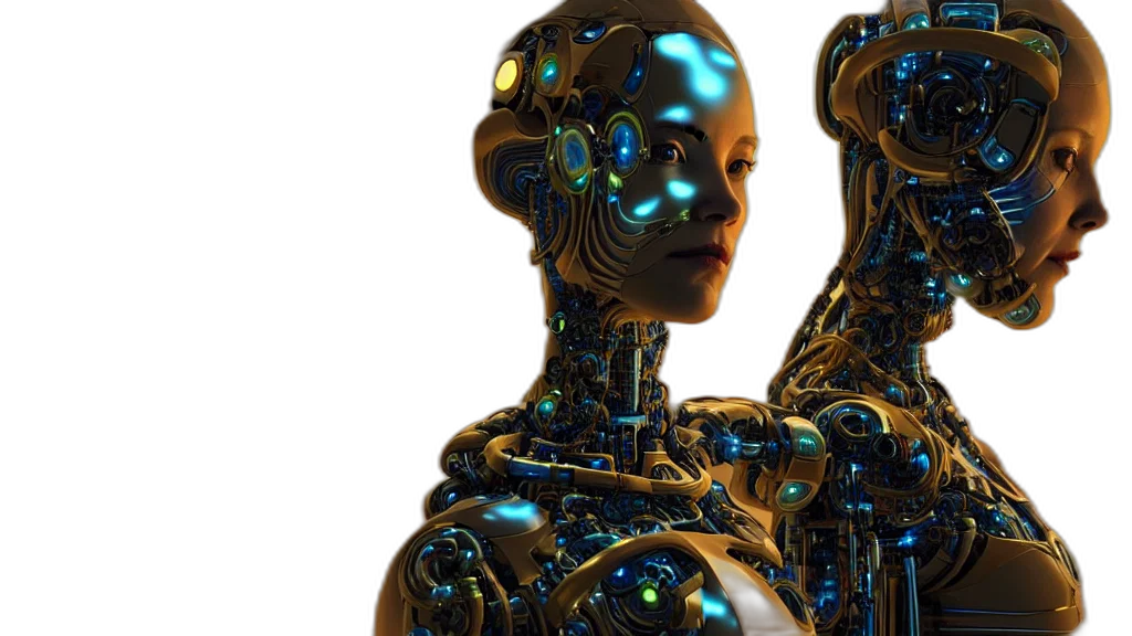 robot, cyberpunk, concept art, 3d render transparent PNG cut-out