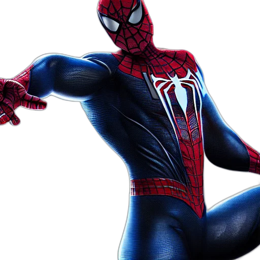 concept art, comic book art, 3d render, spiderman transparent PNG cut-out
