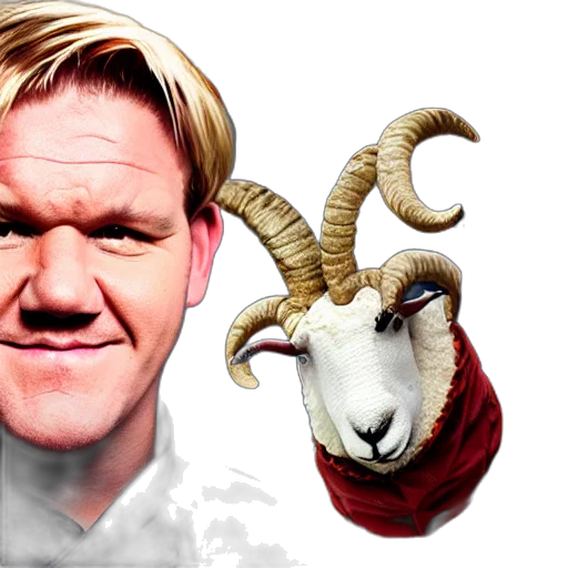 animal, portrait, chef, gordon, ramsay, ram, sheep, horns transparent PNG cut-out